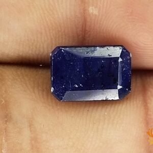 Kalyan Gems Natural Certified blue Sapphire neelam stone 7.1 Carat rectangular Shape royal blue sapphire