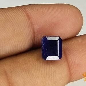 Kalyan Gems Best Quality Natural Shining blue Sapphire Gemstone 8.58 Ratti 2.9 Carat blue sapphire diamond rectangular Cut