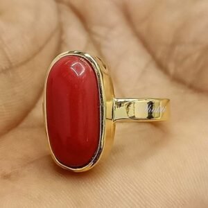 Kalyan Gems Panchadhatu Natural Red Coral Ring Capsule for Unisex 3.25 Ct to 12.25 Ct Certified Moonga  Ring Adjustable