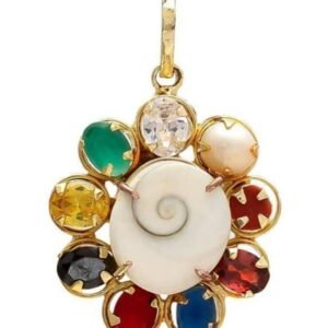 Natural Certified Navratna Pendant With Gomti Chakra for Unisex 2 MM to 5 MM Size