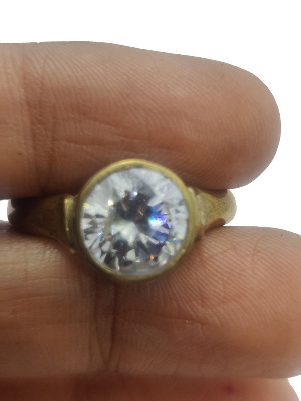 Panchadhatu Natural White Zircon Ring for Unisex 3.25 Ct to 12.25 Ct Certified Cubic Zirconia Stone Ring Adjustable