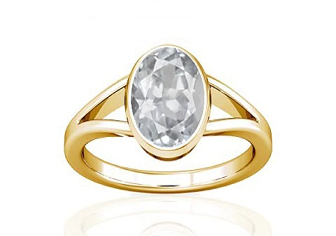 Kalyan Gems Panchadhatu Natural White Zircon Ring for Unisex 3.25 Ct to 12.25 Ct Certified Cubic Zirconia Stone Ring Adjustable