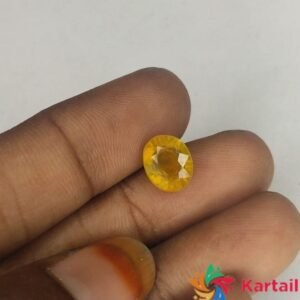 pukhraj pathar 2.95 Carat Original Certified Natural AAAA+  SuperFine Quality Loose Yellow Saaphire Pukhraj  Online