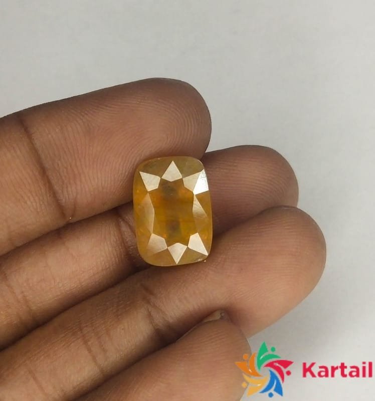 pushya raga stone 10.65 Carat Original Certified Natural AAAA+ SuperFine Quality Loose Yellow Saaphire Pukhraj Online