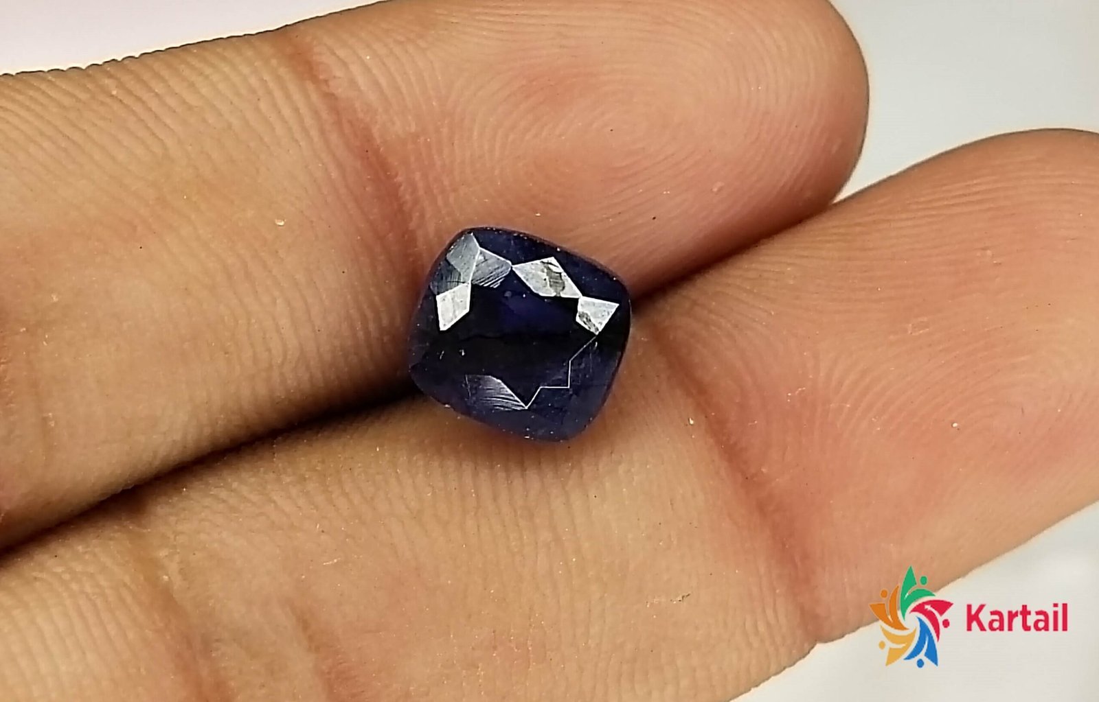 Kalyan Gems Buy blue Sapphire Stone Original (neelam) Gemstone 3.9 Carat unheated blue sapphire square Cut