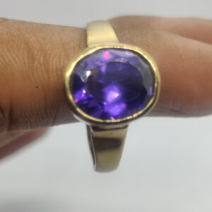 Panchadhatu Natural Amethyst Ring for Unisex 3.25 Ct to 12.25 Ct Certified Ring Adjustable