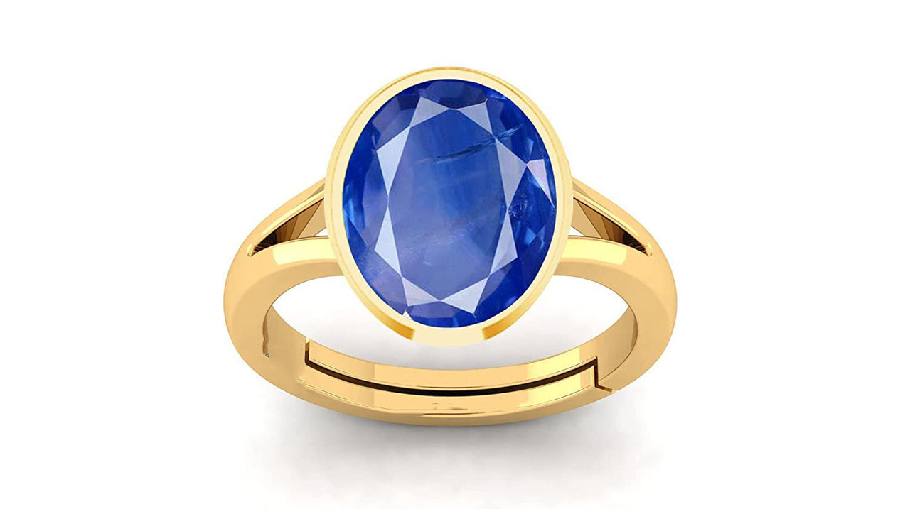 Kalyan Gems Panchadhatu Natural Blue Sapphire Ring for Unisex 3.25 Ct to 12.25 Ct Certified Neelam Ring Adjustable Buy Natural loose gemstone rings lab certified stones wholesale and retail