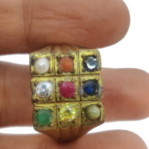 Panchadhatu Natural Certified Navratna Ring Round for Unisex 2 MM to 5 MM Size