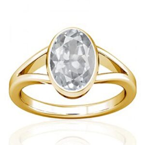 Kalyan Gems Panchadhatu Natural White  Zircon Ring for Unisex 3.25 Ct to 12.25 Ct Certified Cubic Zirconia Stone Ring Adjustable