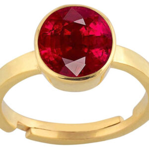 Kalyan Gems Panchadhatu Natural Ruby Stone Ring for Unisex 3.25 Ct to 12.25 Ct Certified Manik Ring Adjustable