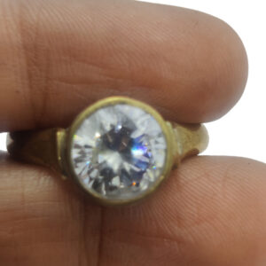 Panchadhatu Natural White Zircon Ring for Unisex 3.25 Ct to 12.25 Ct Certified Cubic Zirconia Stone Ring Adjustable
