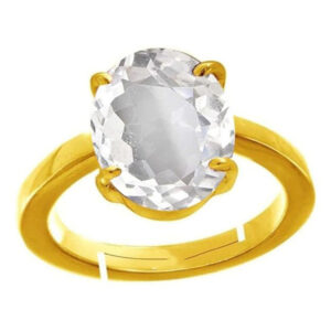 White Topaz Panchadhatu Ring Adjustable Stone Ring  Certified Natural oval