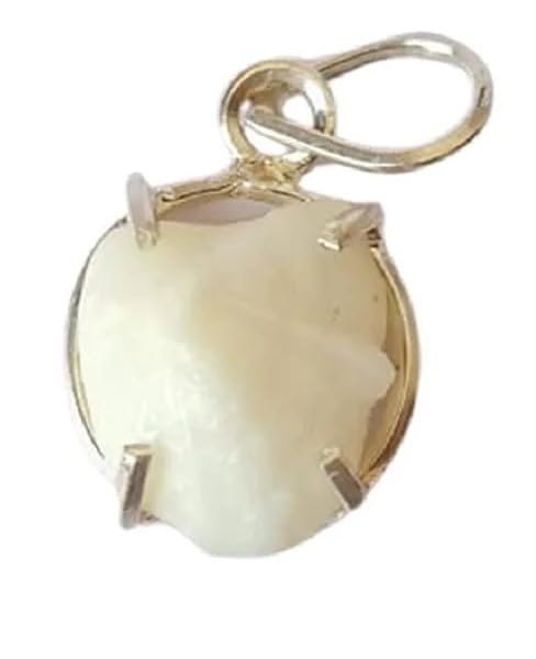 White Machh Mani Pendant stone Certified Natural Panchdhatu Silver