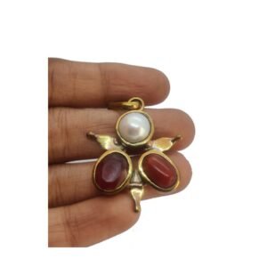 combo of Pearl and ruby red coral Pendant Stone Original Certified 2.25 Ct to 12.25 Ct