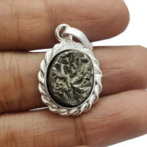Silver Plated  Pyrite Stone  Pendant