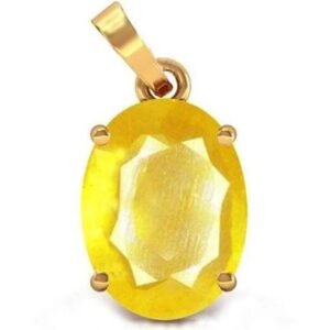 Yellow sapphire Panchdhatu Pendent      Certified Natural  oval Untreated unheated