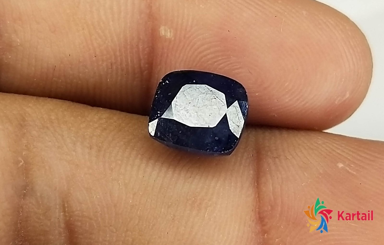 100% Natural Certified blue Sapphire neelam Gemstone 4.1 Carat cushion Shape neelam ratna