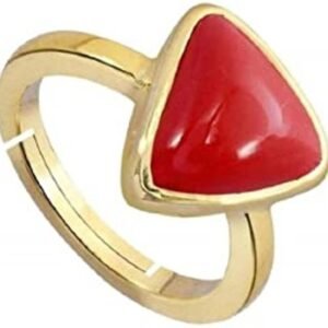 Kalyan Gems Panchadhatu Natural Red Coral Ring Triangle for Unisex 3.25 Ct to 12.25 Ct Certified Moonga  Ring Adjustable