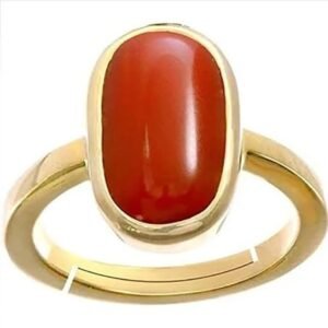Panchadhatu Natural Red Coral Ring Oval for Unisex 3.25 Ct to 12.25 Ct Certified Moonga  Ring Adjustable