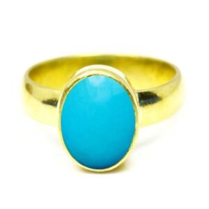 Kalyan  Gems Panchadhatu Natural Blue Turquoise Ring for Unisex 3.25 Ct to 12.25 Ct Certified Firoza Stone Ring Adjustable