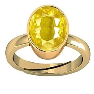 Kalyan Gems Natural  Adjustable yellow sapphire Panchadhatu Ring for Unisex